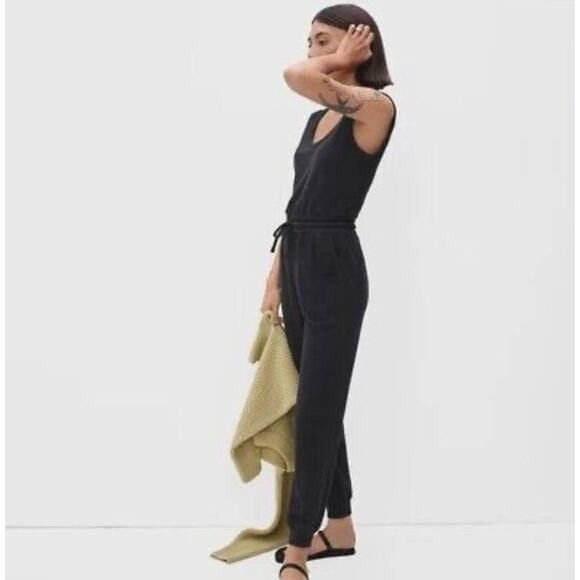 Everlane The French Terry Tie Waist Jumpsuit Black Women's XXS NWOT - Picture 9 of 10